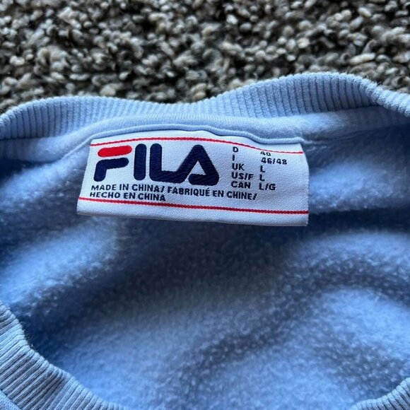 Light Blue Fila Cropped Sweatshirt, Women's Large Crop Top Pullover, Fall Layers - Picture 4 of 5